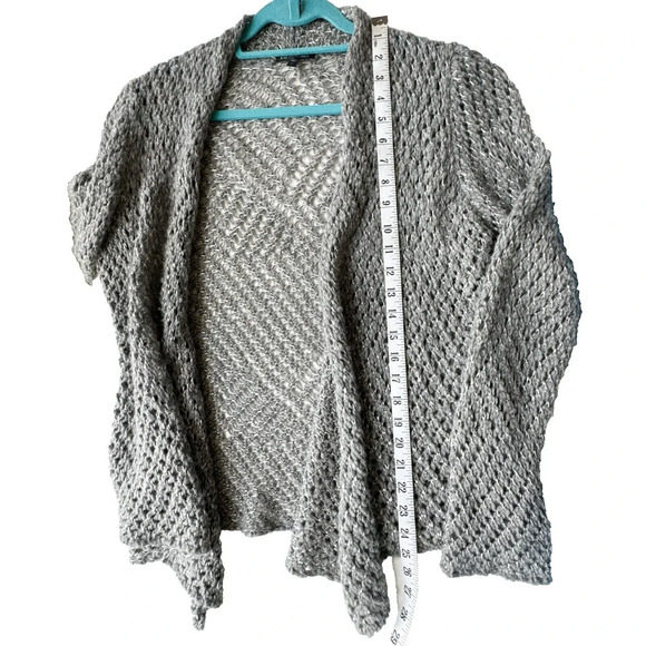 Eileen Fisher Large Alpaca Wool Blend Grey Open Stitch Ash Sweater Cardigan - Picture 10 of 10